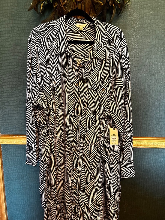 Terra & Sky Dresses & Skirts - Navy & white shirt dress    Plus size 4X.  BNWT Terra & sky